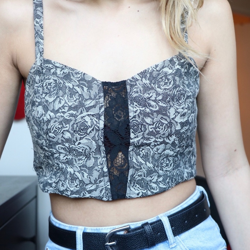 Urban Outfitters Rose Embroidered Crop Top